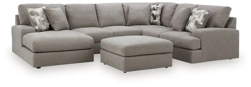 Lindon Smoke 3-Piece Sectional With Chaise Lounge And Oversized Accent Ottoman 1