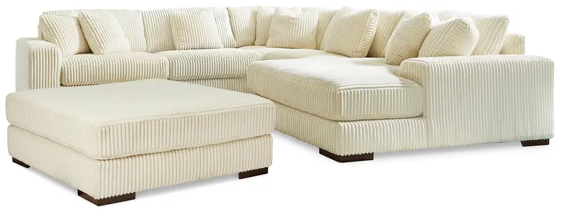 Lindyn Ivory 5-Piece L-Shaped Sectional Sofa With Matching Ottoman 1