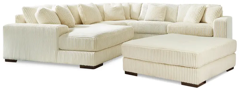 Lindyn Ivory Contemporary 5-Piece Sectional With Removable Ottoman 1