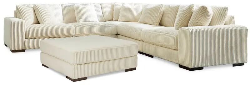 Lindyn Ivory Modular 5-Piece Sectional With Integrated Ottoman – Neutral Living Room Solution 1