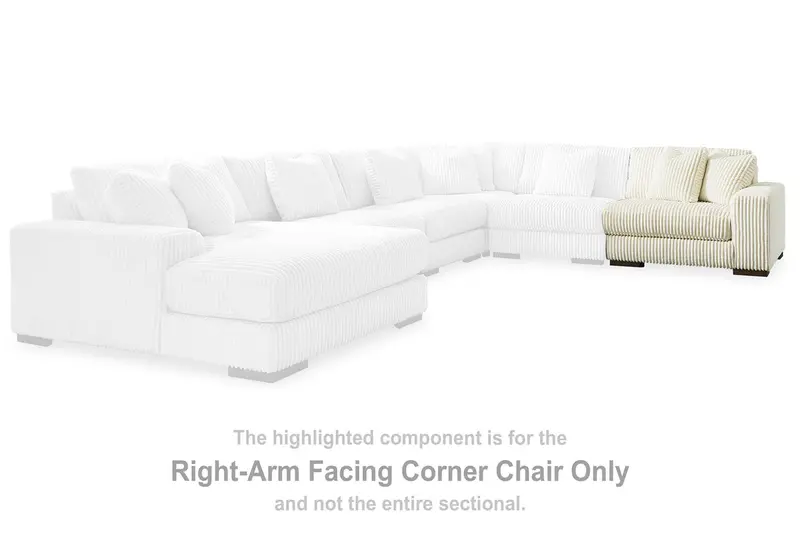 Lindyn Ivory Right-Facing Corner Chair With Armrests 1