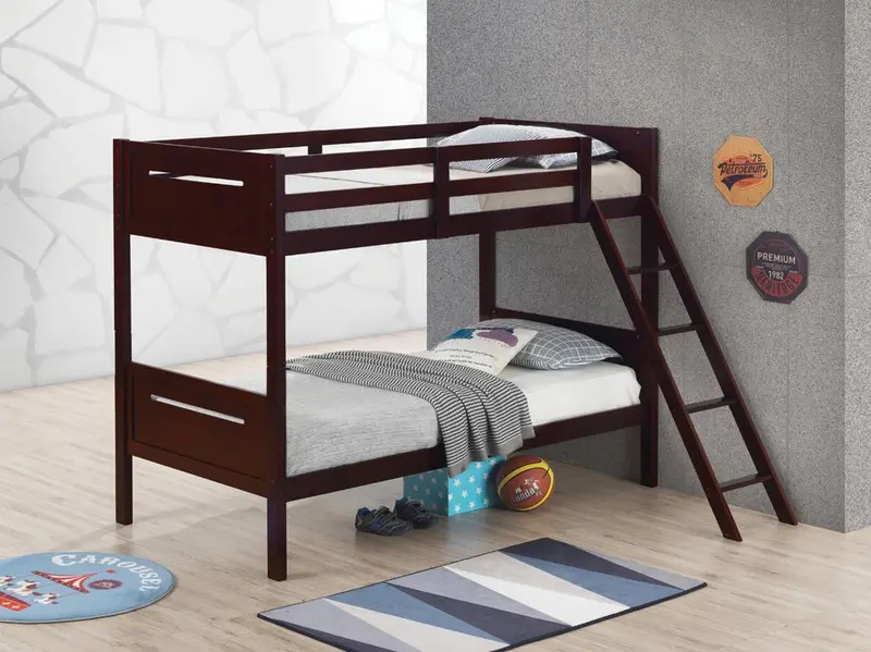Littleton Espresso Twin Bunk Bed – Space-Saving Twin/Twin Configuration 1