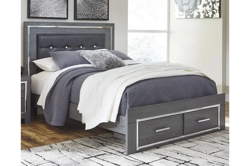 Lodanna Gray Queen Led Upholstered Storage Bed With Built-In Lighting 1
