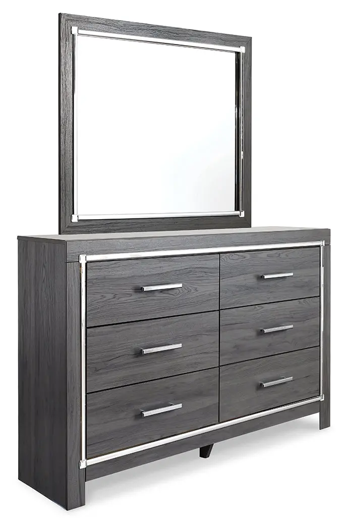 Lodanna Gray Queen Upholstered Panel Bed With Storage, Matching Dresser & Mirror 1