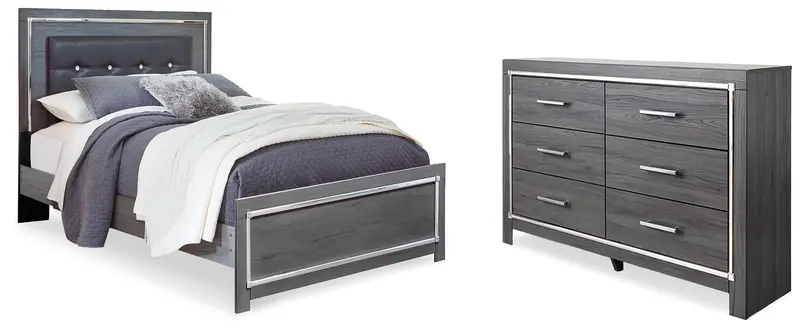 Lodanna Modern Queen Panel Bed And Matching Gray Dresser 1