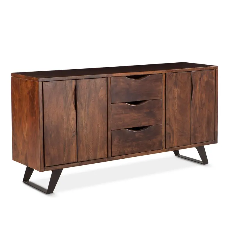London Loft Walnut Sideboard – 68-Inch Storage Cabinet With Modern Silhouette 1