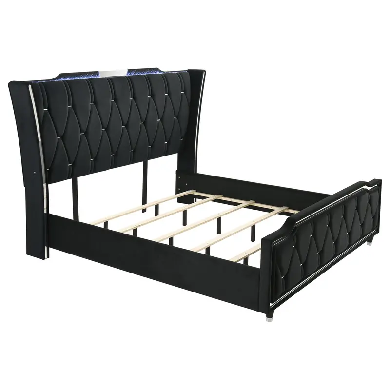 Lorient Black California King Led-Uplighted Upholstered Bed 1