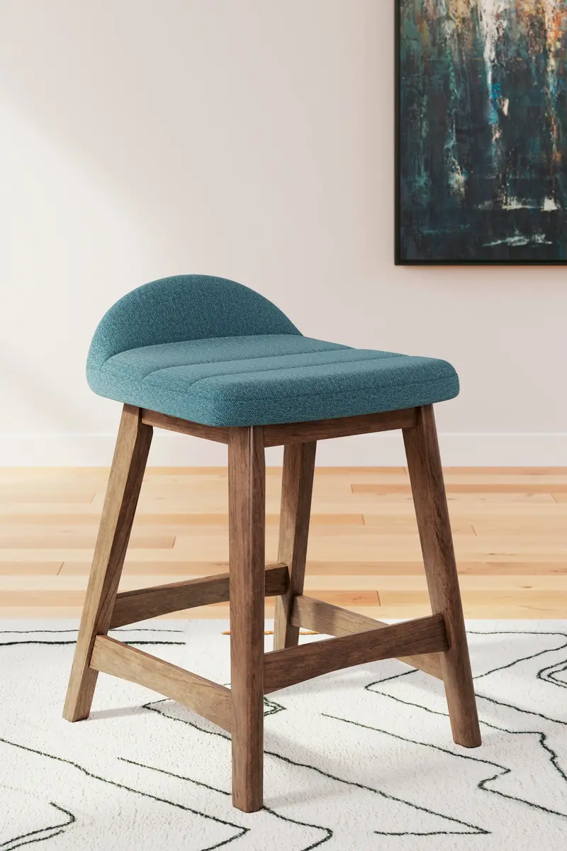 Lyncott Blue And Brown Counter-Height Barstools – Set Of Two 1