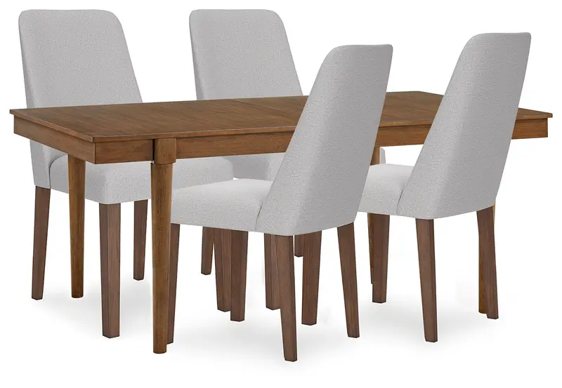 Lyncott Gray And Brown Extension Dining Table With 4 Chairs 1