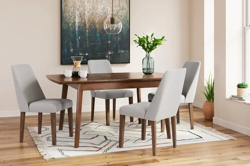Lyncott Gray & Brown Extendable Dining Set: Table + 4 Chairs 1