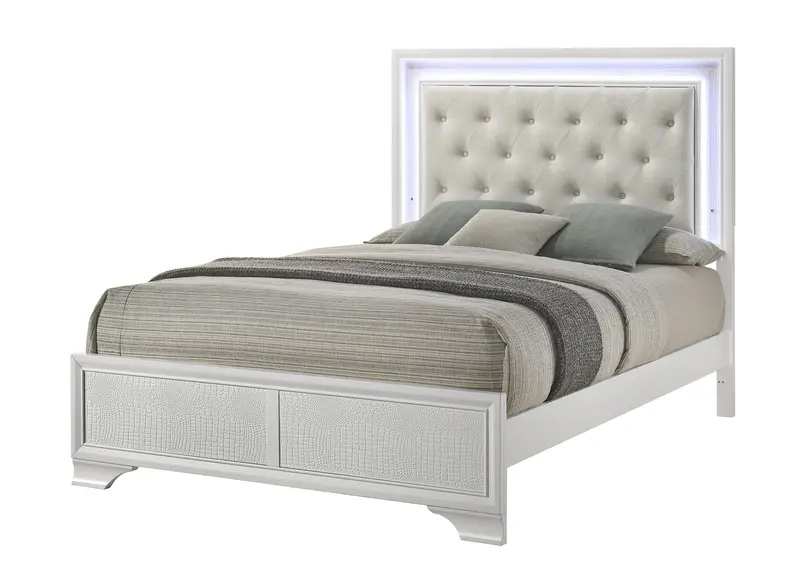 Lyssa Oat-And-Frost Twin Led Upholstered Panel Bed For Compact Spaces 1