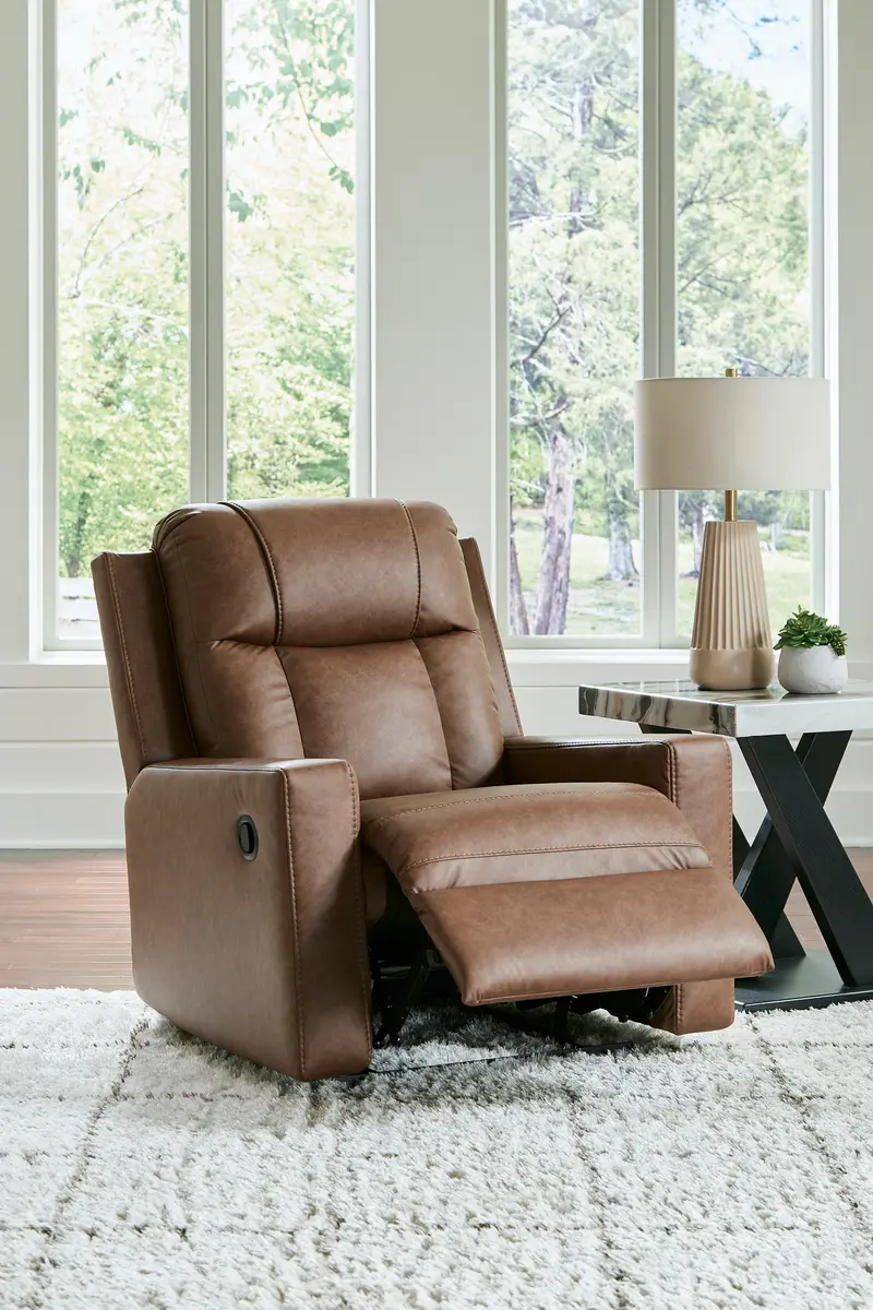 Mackmenville Caramel Leather-Look Power Recliner 1