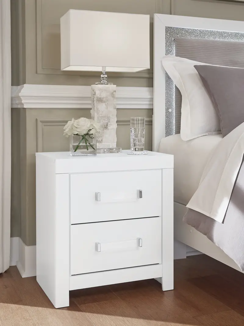 Maeling Glossy White Nightstand With Sleek Minimalist Design 1
