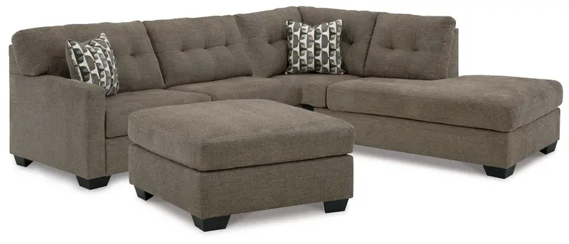 Mahoney Gray 2-Piece Sleeper Sectional Sofa With Matching Ottoman 1