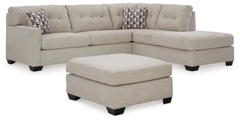 Mahoney Pebble 2-Seat Sectional Sofa With Detachable Ottoman 1