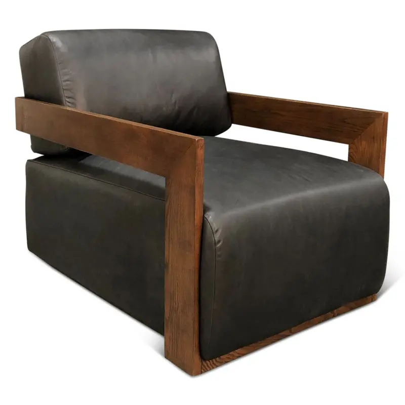 Maison Harper Accent Chair – Charme Black Leather Upholstery 1