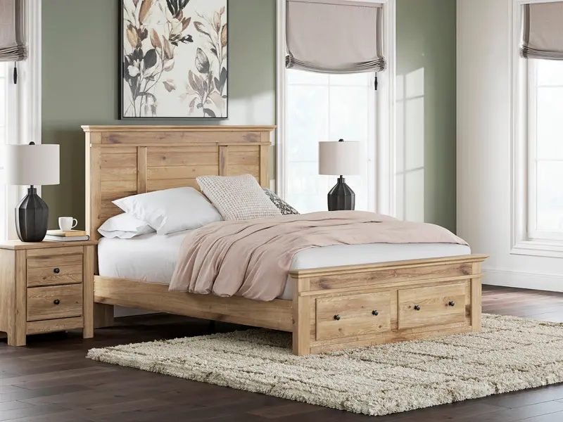 Makidern Tan Queen Storage Platform Bed 1