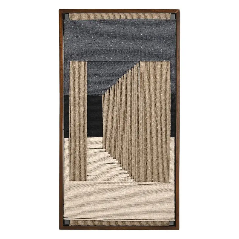 Manila Woven Framed Wall Art In Blue-Grey 1