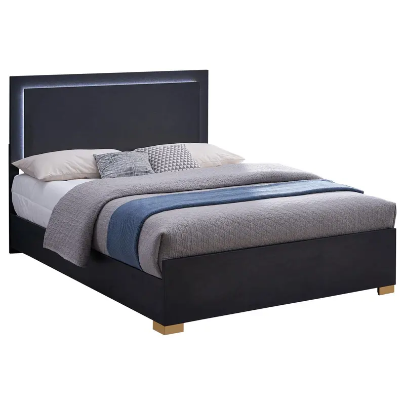 Marceline Black Led-Enhanced Full Size Platform Bed With Integrated Lighting 1