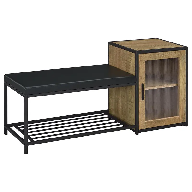 Martino Mango-And-Black Entryway Bench With Shoe Cabinet Storage 1