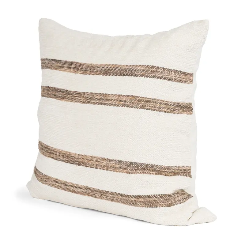 Maryn Decorative Pillow Cover – Cream Base With Brown Stripes, 22"X22" Square 1
