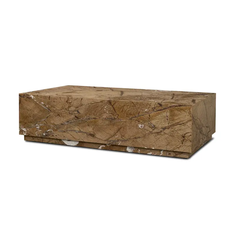 Matteo Coffee Table – Rainforest Rust Marble Top, Rectangular Shape With Natural Veining 1