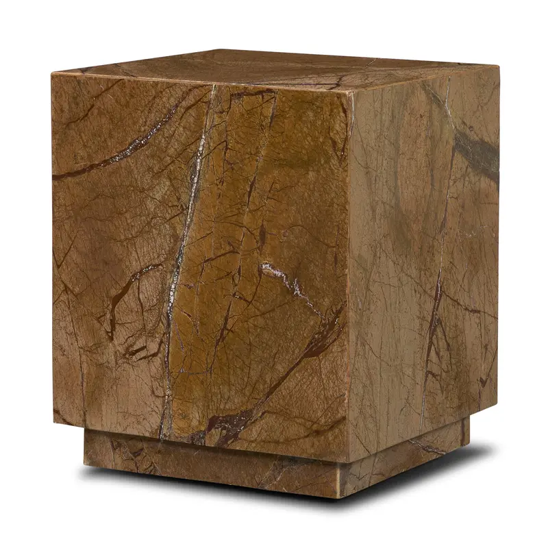 Matteo Rainforest Rust Solid Marble Square Side Table 1