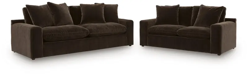 Maxton Heights Bittersweet Leather Sofa And Loveseat Set 1