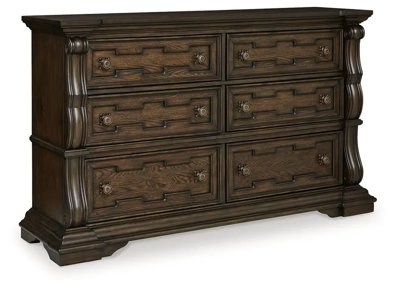 Maylee Dark Brown 6-Drawer Wood Dresser – Rustic Modern Storage 1