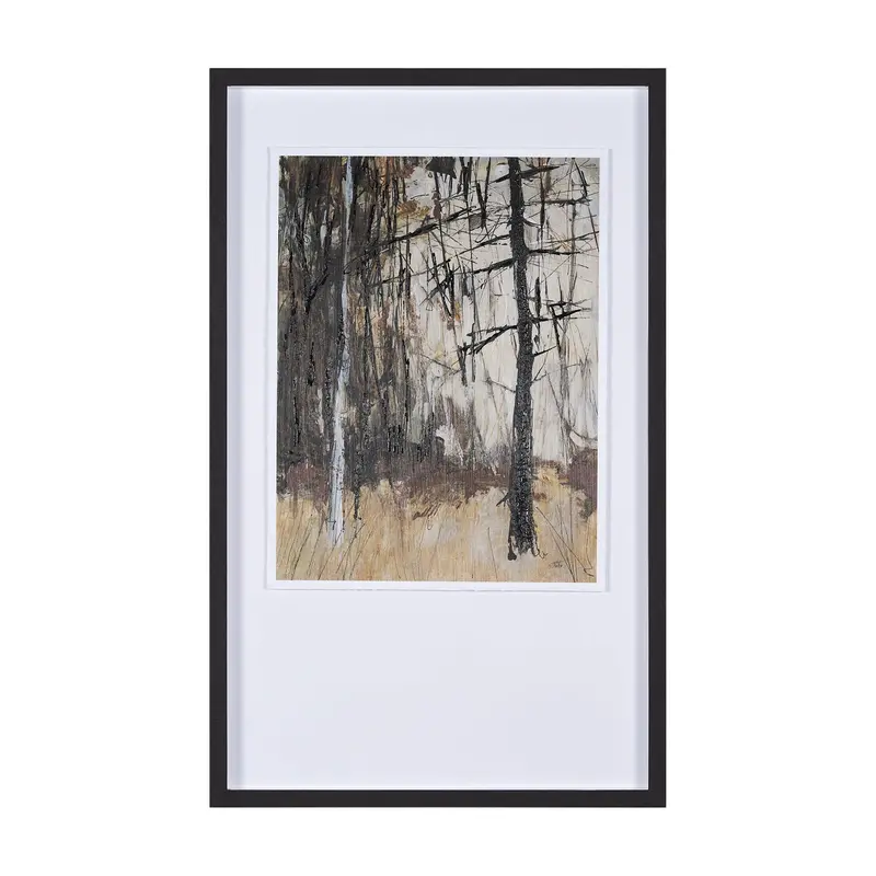 Mercana Studio Forest View Ii: Hand-Textured Framed Art Print With Museum Matting 1
