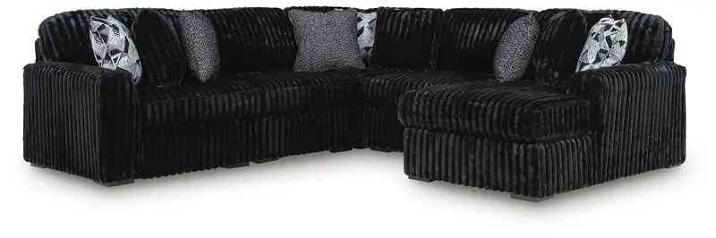 Midnight-Madness Black 5-Piece Sectional With Right-Arm Chaise 1
