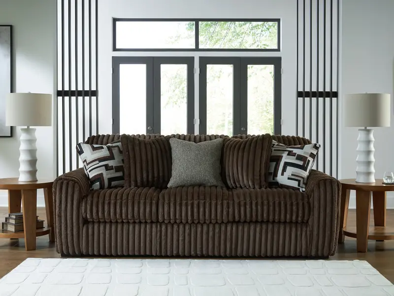 Midnight-Madness Chocolate Leather-Look Sofa 1
