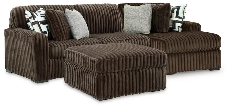 Midnight Madness Chocolate Sectional Sofa With Matching Ottoman – 2-Piece Living Room Set 1