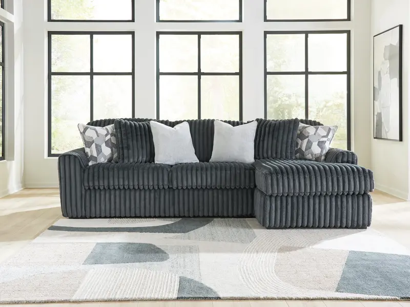 Midnight-Madness Gunmetal 2-Piece Sectional Sofa With Chaise 1