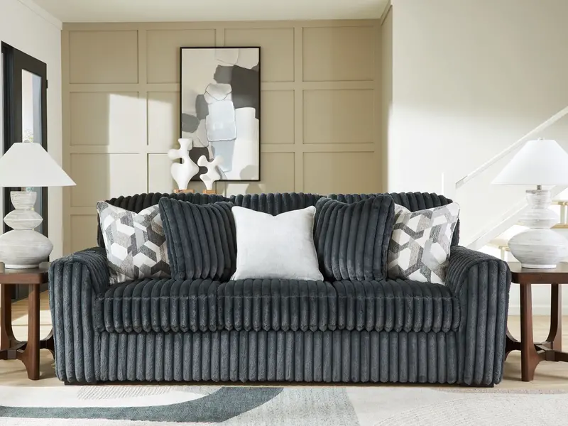 Midnight-Madness Gunmetal Sofa – Low-Profile Modern Seating 1