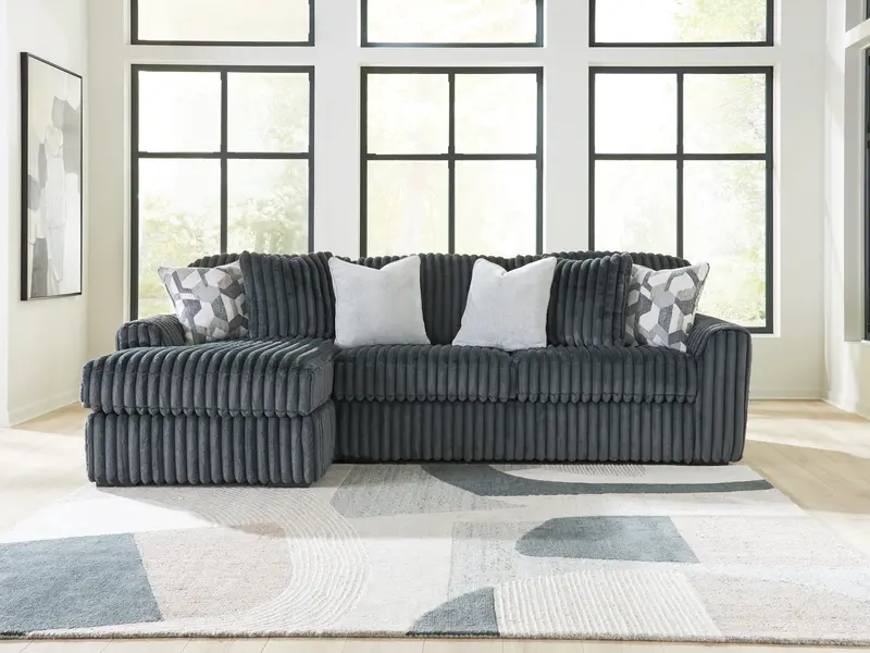 Midnight-Madness Gunmetal Two-Piece Modular Sectional With Chaise Option 1