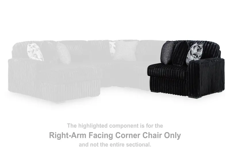 Midnight-Madness Onyx Corner Chair – Right-Arm Facing Configuration 1