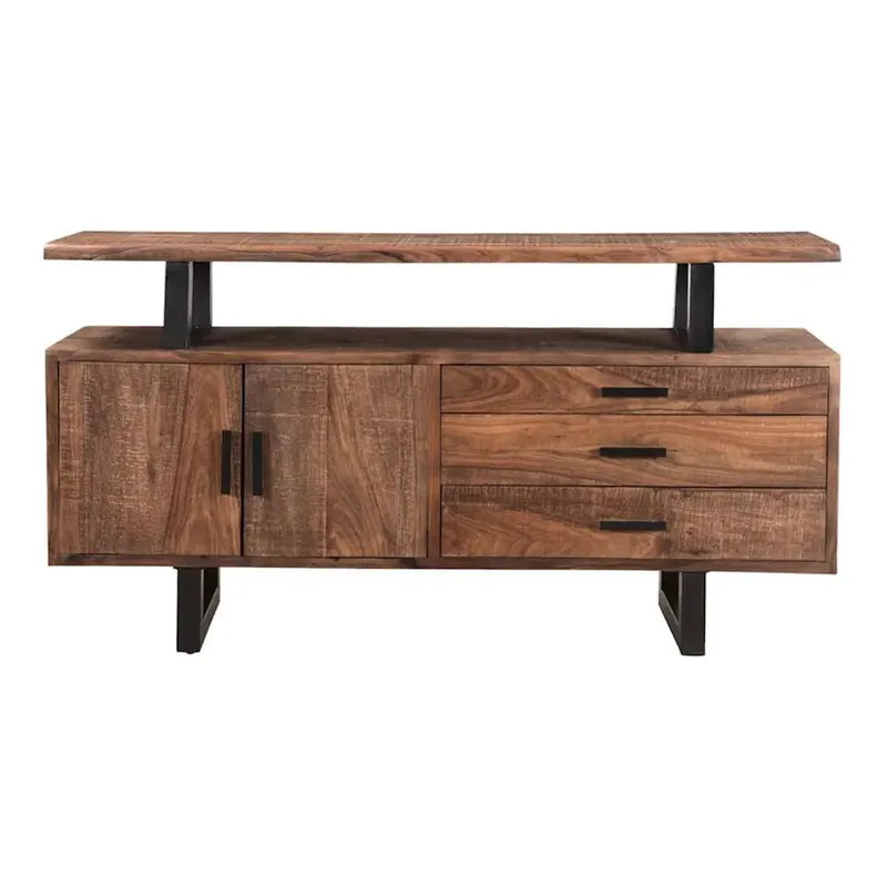 Miles Live-Edge Sideboard – 63-Inch Brownstone Base With Natural Wood Top 1