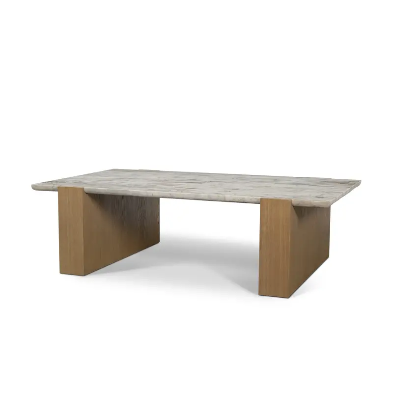 Milos Light Brown Oak Coffee Table With Pink Marble Top 1