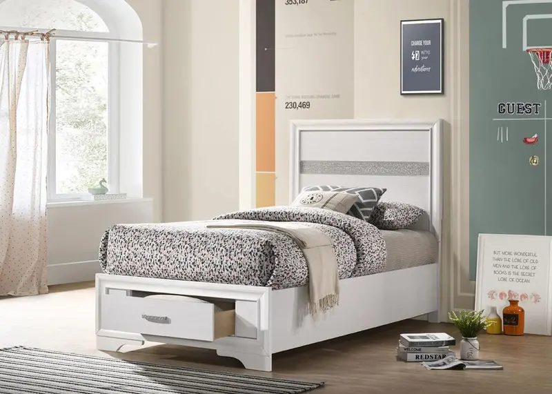 Miranda White Twin Storage Platform Bed – Under-Bed Drawers & Clean Modern Lines 1
