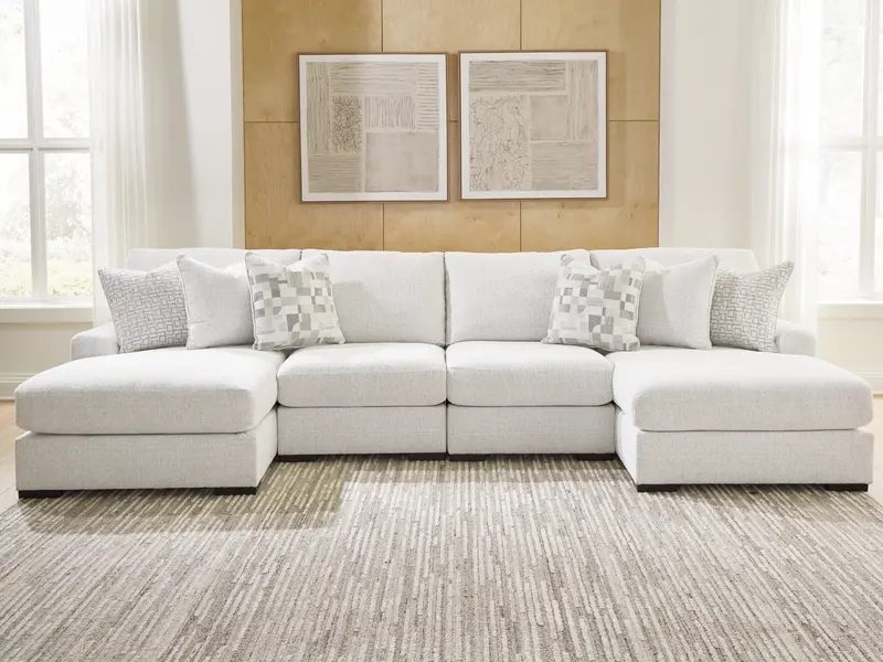 Misty-Lakes Chalk-Finish 4-Piece Double-Chaise Sectional Sofa 1