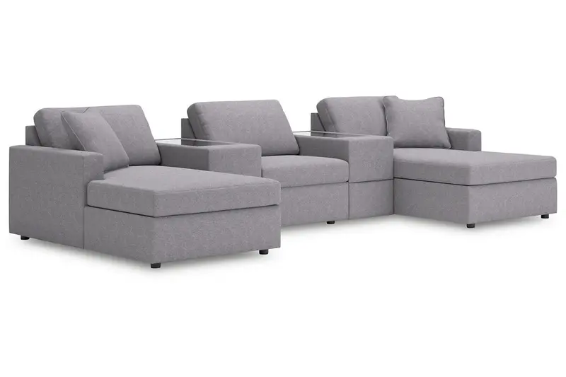 Modmax Granite-Pattern 5-Piece Pit Sectional Sofa In Neutral Tone Fabric 1