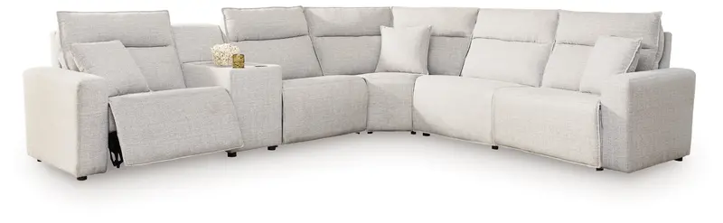 Modmax Ii Stone 6-Piece Power Reclining Sectional With Center Console 1