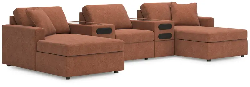Modmax Spice Upholstered Double-Chaise Sectional With Built-In Audio Consoles 1
