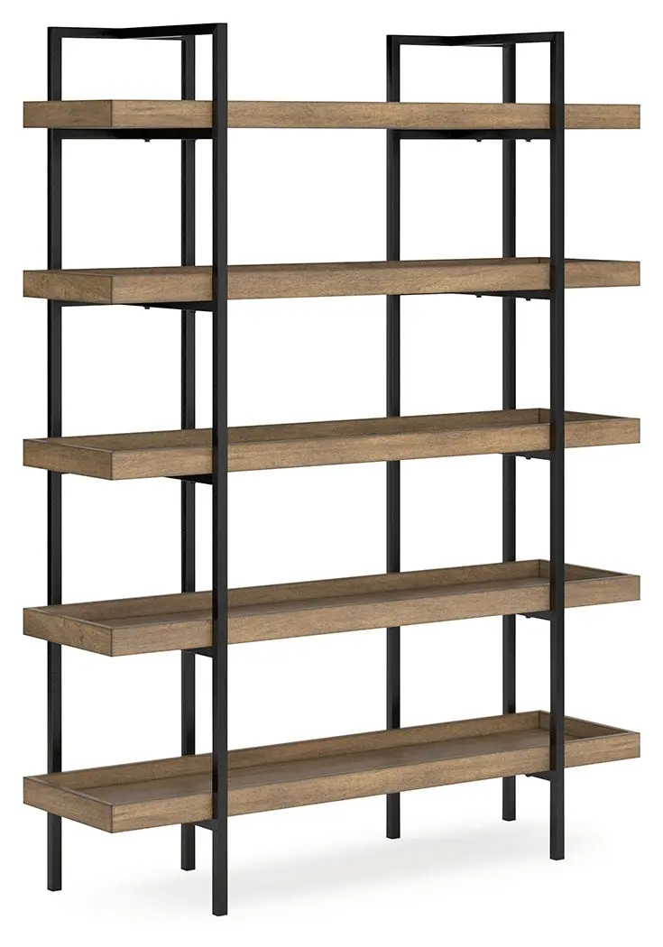 Montia Light Brown 76-Inch Tall Bookcase With Adjustable Shelves 1