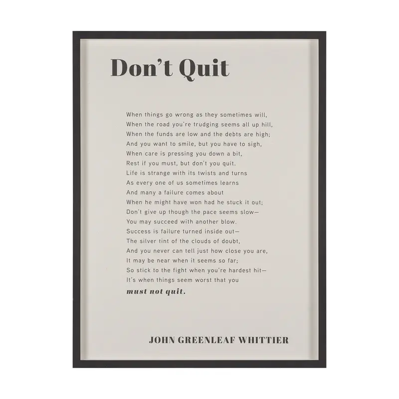 Motivational 'Don'T Quit' Wall Art By Mercana Studio – Hand-Embellished Framed Print Under Glass 1