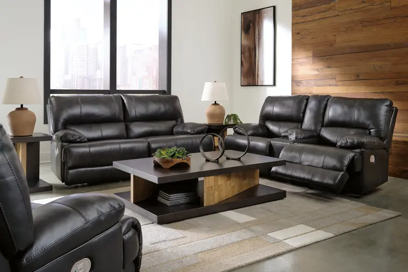 Mountainous Eclipse Fabric Sofa, Loveseat, And Recliner Set 1