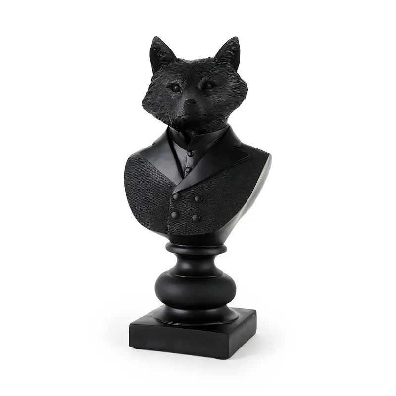 Murray Black Resin Fox Bust – Dapper Suit Detail, 6L X 4.5W X 13H Inches 1