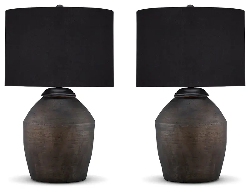 Naareman Metallic Black 2-Piece Table Lamp Duo 1