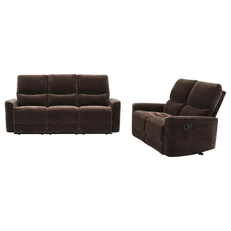 Navarro Dark Brown Reclining Sofa Set – 2-Piece Upholstered Living Room Collection 1